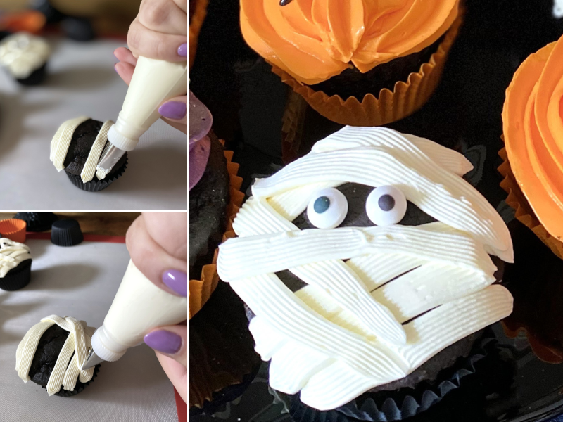 dekorowanie babeczki halloween kremem